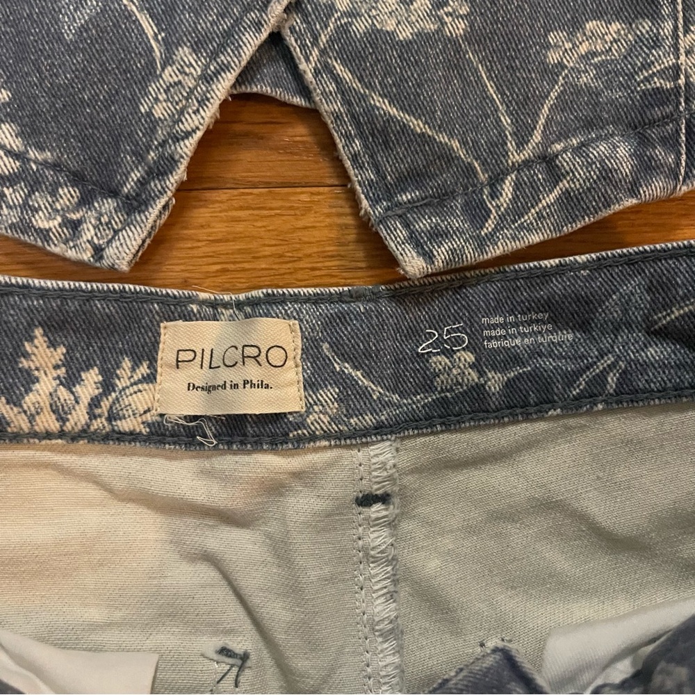 Pilcro Anthropologie The Leon Double Hem High Rise Wide Leg Jeans Denim Vest Set - Picture 6 of 17